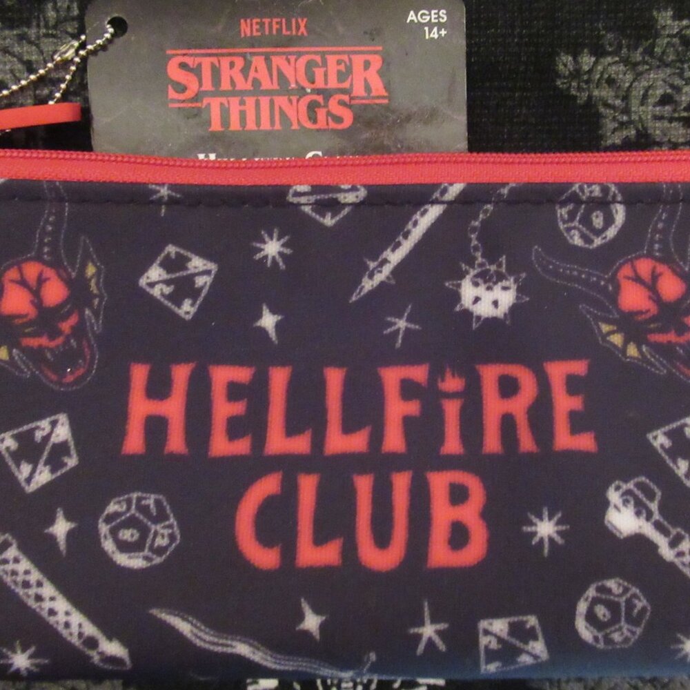 NWT Stranger Things Hellfire Club Accessories Pouch Pencil Case Dice Makeup Bag